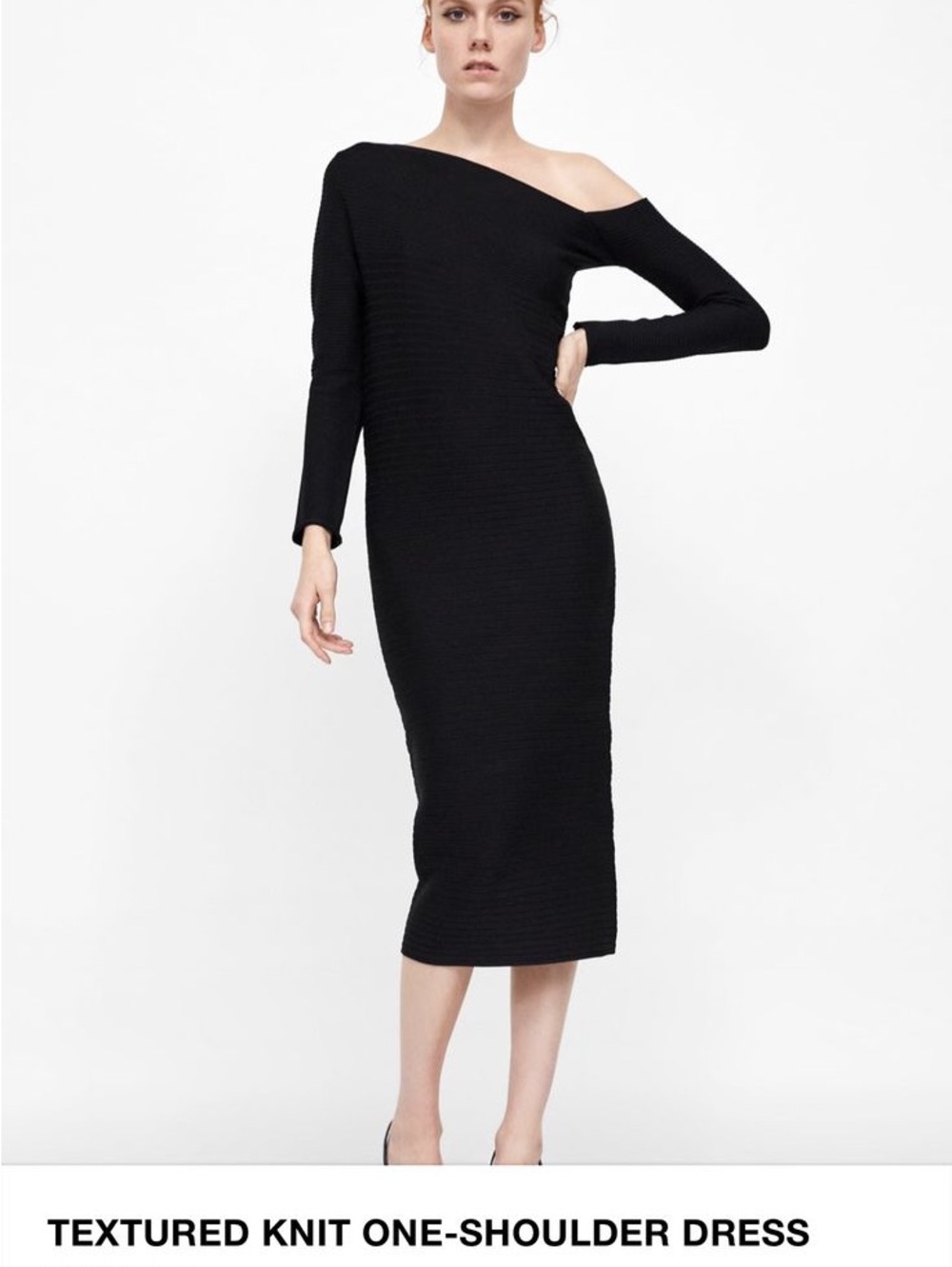 Zara Black Asymmetrical One-Sleeve Dress